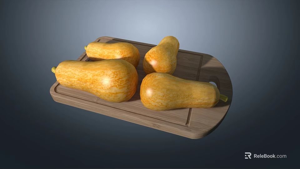 Fresh Yellow Squash Vegetables Arranged On Wooden Tray For 3d model 