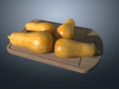 Fresh Yellow Squash Vegetables Arranged On Wooden Tray For 3d model