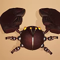 3D Robotic Crab Character With Large Claws Yellow Eyes Small Antennae And Metallic Shell