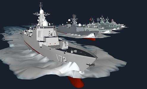 Modern warship escort ship collection 3d model