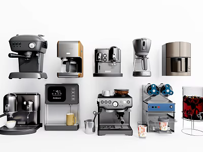 Various Stylish Modern Kitchen Appliances With Different Colors Designs And Functions 3d model