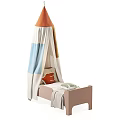 Kids Bed with Canopy Tent Design Wooden Frame Colorful Pillows and Color Options