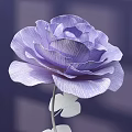 Floral Art Display Featuring Purple Paper Flower With Silver Stem And Gray Spherical Vase