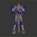 Sci Fi Robot Character With Detailed Mechanical Design Blue Red Silver Armor Holding Sword