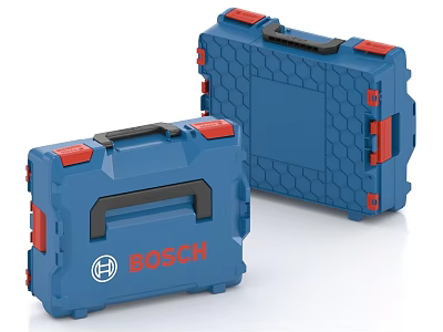 Bosch Blue Toolbox With Red Accents And Durable Honeycomb Design Structure 3d model