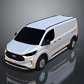 White Ford Modern Bus With Yellow Stripes Black Windows Exterior Design