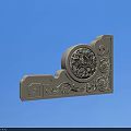 White Carved Corner Decoration With Blue Background Circular Floral And Curved Scroll Designs