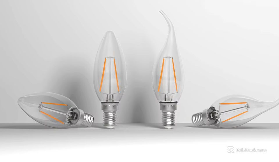 Transparent Decorative Bulbs With Orange Filaments In Various Shapes Standing And Lying 3d model 