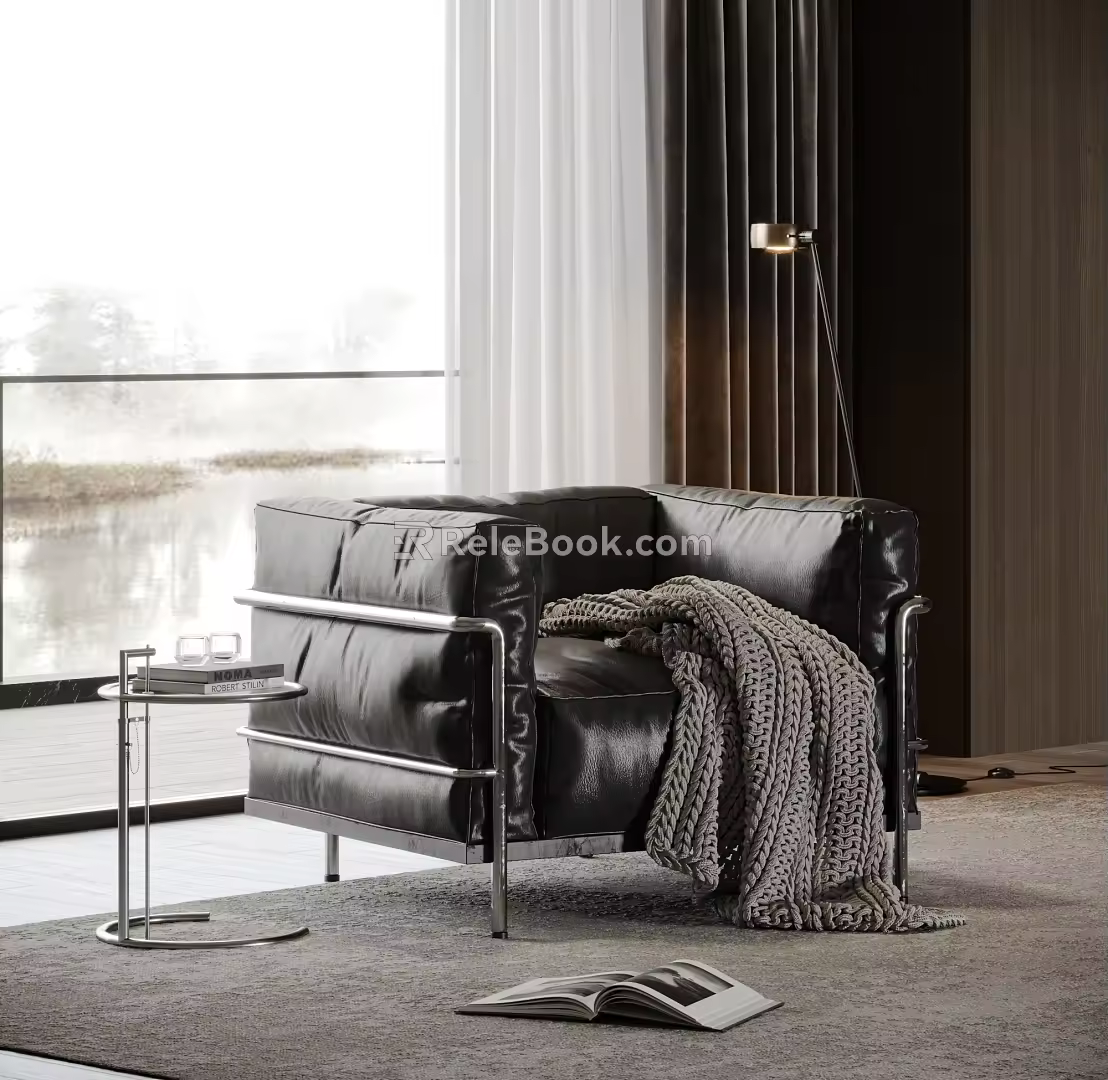 Modern Single Sofa Corbusier Sofa LC3 Sofa Bauhaus Sofa Single Sofa Leather Sofa 3d model