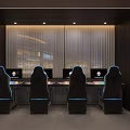 Modern Internet Cafe Interior With Comfortable Gaming Chairs And High Speed Computers