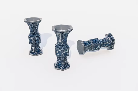 Old ceramic bottle decorations old objects 3d model