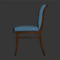 Modern Blue Upholstered Dining Chair With Textured Backrest And Wooden Legs