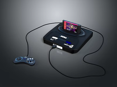 SEGA Gaming Console With Connected Screen And Game Controller For Entertainment 3d model