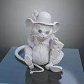 Game and Movie Character 3D Model Mouse Wearing Hat With Flower and Glasses Holding Cheese