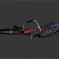 Stylish Red Bicycle With Blue Wheels Black Handlebar Seat And Reflective Surface