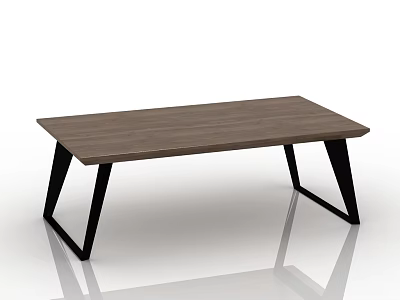 Modern Wooden Top Coffee Table With Black Metal Legs And Minimalist Design 3d model