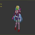 Anime Style Game Character With White Long Hair Red Accessory Blue Uniform And Waving Hand