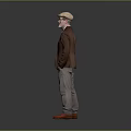 Man In Brown Blazer Light Colored Pants Red Shoes And Hat Standing On Gray Background