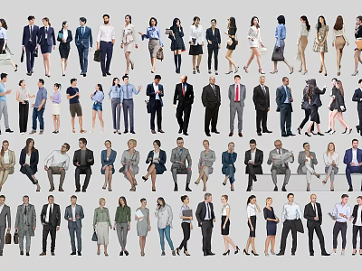 Diverse Group of People in Various Poses and Different Clothing Styles 3d model