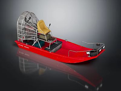 Red Seaplane With Yellow Seat And Metal Propeller Cage For Water Landing Use 3d model