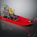 Red Seaplane With Yellow Seat And Metal Propeller Cage For Water Landing Use