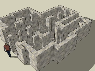 Intricate Garden Ornament Stone Maze Design With Pathways And Stone Wall Structure 3d model
