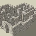Intricate Garden Ornament Stone Maze Design With Pathways And Stone Wall Structure