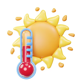 Modern Sun Thermometer Hot Weather Cartoon Sun Cartoon Thermometer 3d model