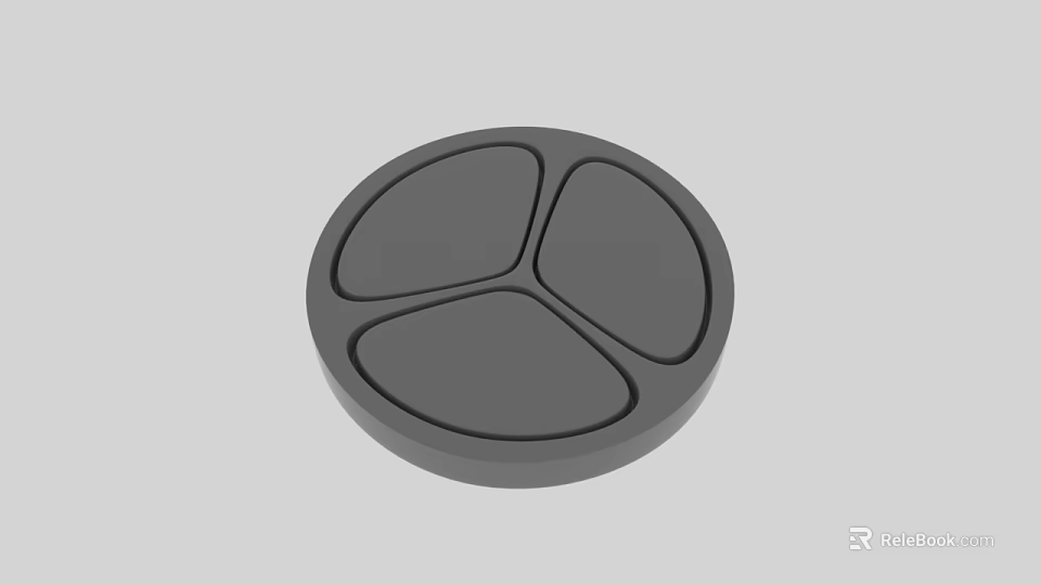 Modern Gray Circular Switch Panel With Three Button Sections For Home Use 3d model 