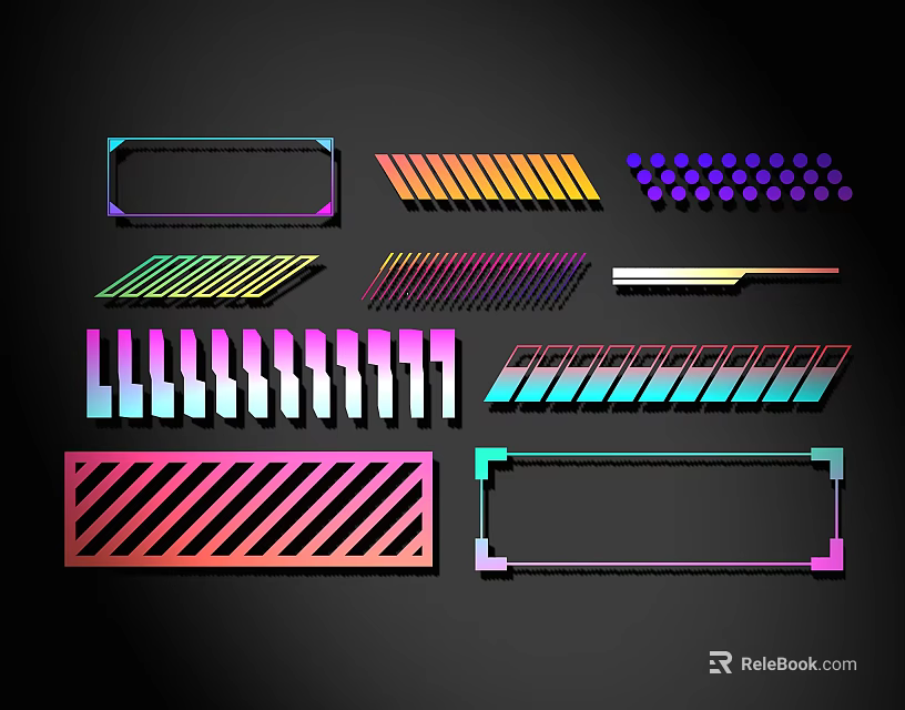 Colorful Wall Decor With Various Geometric Shapes And Vibrant Design Elements 3d model