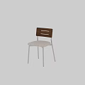 Stylish Chair With Wooden Backrest Beige Fabric Seat And Metal Legs