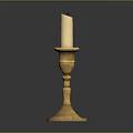 Golden Brass Candle Holder Furniture with White Candle and Hexagonal Base for Home Decor