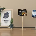 Decorative Display Stands With Greenery Flowers And Event Food Images In Square Hexagon Shapes