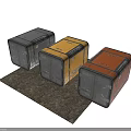 Vintage Storage Boxes In Gray Yellow And Brown With Metal Trim
