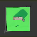 3D Scenic Model Featuring Stone Archway Green Grass Small Red Flag And Stone Blocks