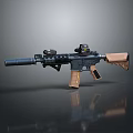 Modern Tactical Rifle With Suppressor Scope Wooden Grip And Black Finish 3d model