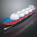 Wooden LNG Ship Model With Red Blue Black Hull And White Storage Tanks