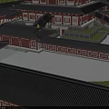Chinese Ancient Architecture Complex Featuring Central Tower Symmetrical Courtyards And Traditional Roofs