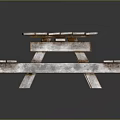 Rustic Weathered Wooden Outdoor Picnic Table and Bench Set with Natural Wood Texture