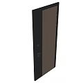 Stylish Black Frame Swing Door With Brown Panel And Secure Lock Handle