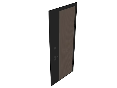 Stylish Black Frame Swing Door With Brown Panel And Secure Lock Handle 3d model
