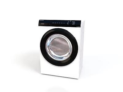 Modern Front Load Washing Machine With White Body And Black Control Panel 3d model