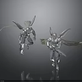 Silver Winged 3D Character Models With Armors And Swords 3d model
