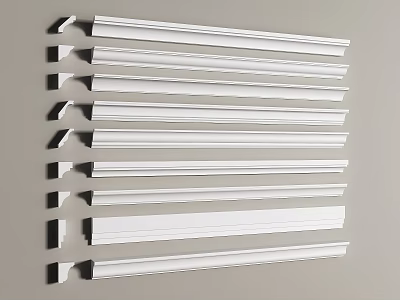 Different Styles Of White Crown Molding Displayed In A Row 3d model