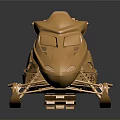 Golden Snowmobile With Streamlined Metallic Design And Reflective Surface Details