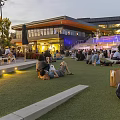 Urban Square Landscape With Modern Paved Areas Green Spaces Trees And Pedestrian Activity