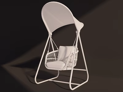 Modern White Swing Chair With Metal Frame And Comfortable Canopy Design 3d model