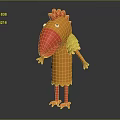 Playful Colorful Bird Character With Red Comb Yellow Body Red Beak And Red Feet
