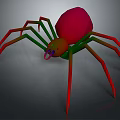Colorful Spider with Red Body Green and Red Gradient Legs and Purple Mouthparts