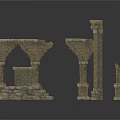 Detailed Ancient Stone Architectural Elements With Arches Columns And Base 3d model